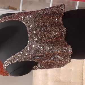 Bronze/Goldish beaded crop top